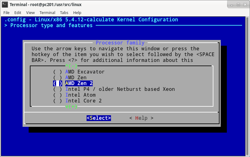 Configuration du noyau Linux/x86