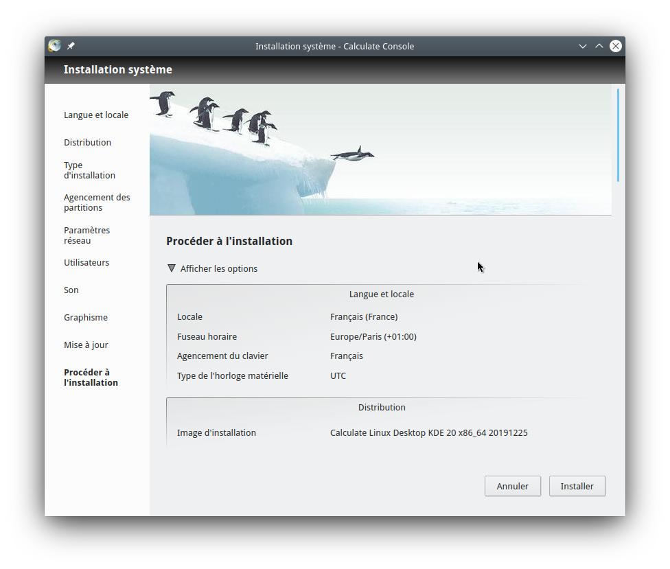 Démarrer l'installation Démarrer l'installation