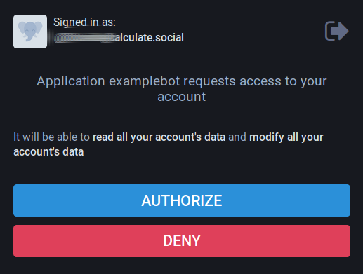 Confirmation de l'accès pour le bot