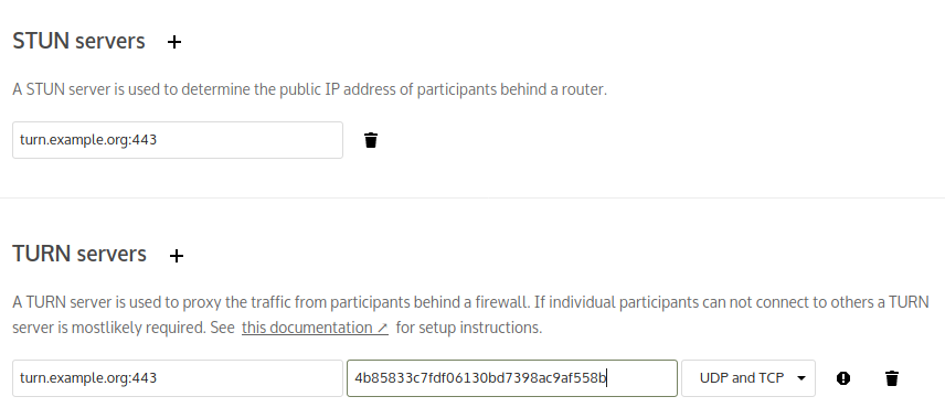 TURN configuration in Nextcloud