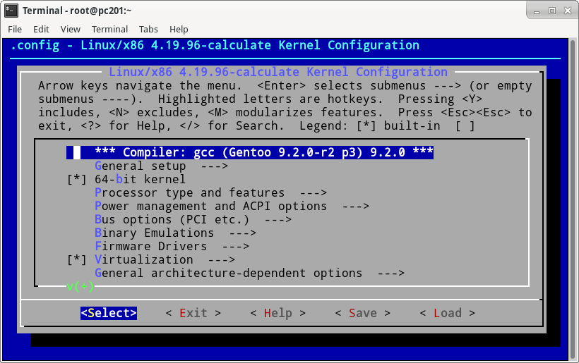 Linux kernel configuration